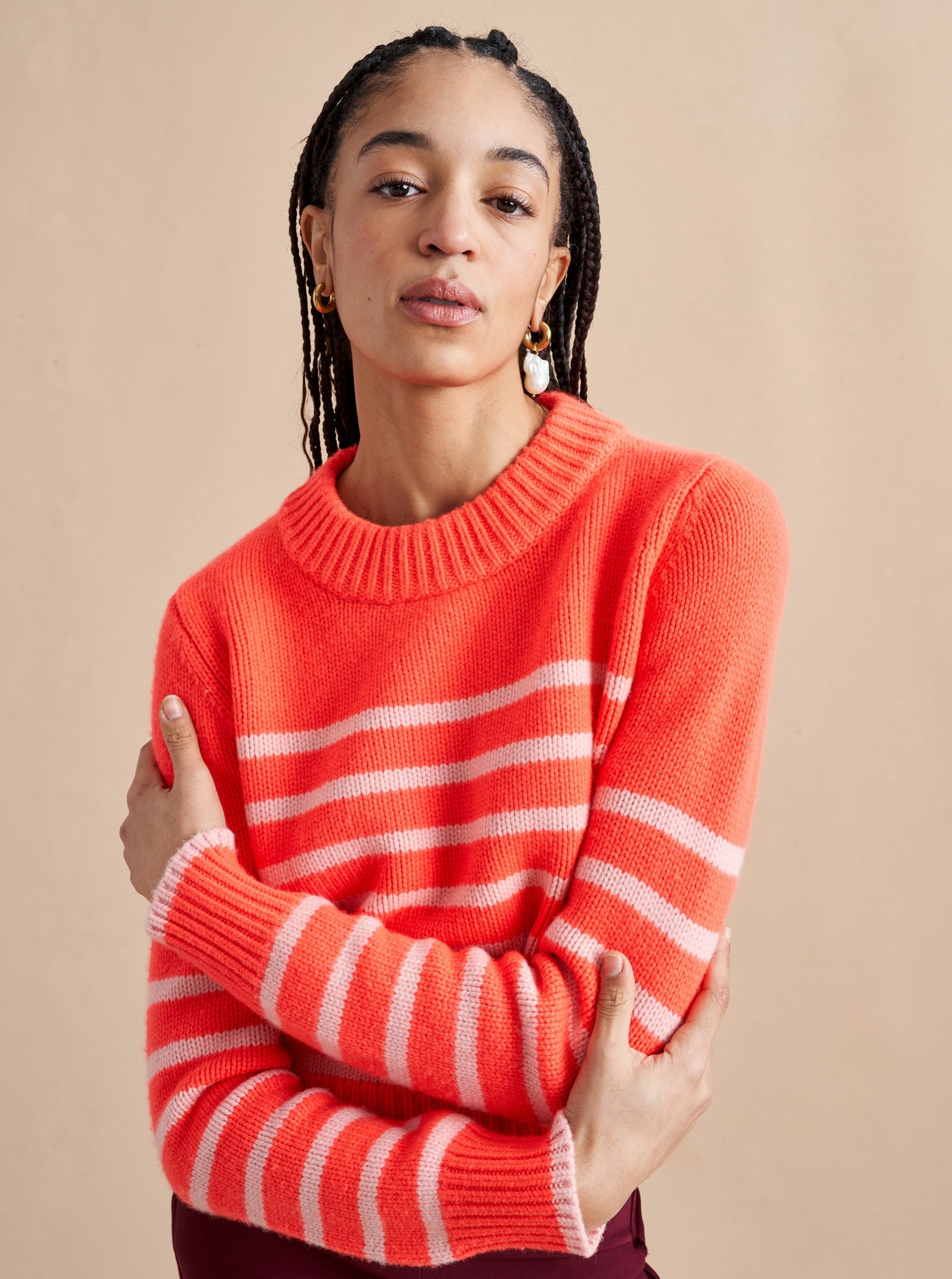 Mini Marin Sweater | Hot Coral x Pink