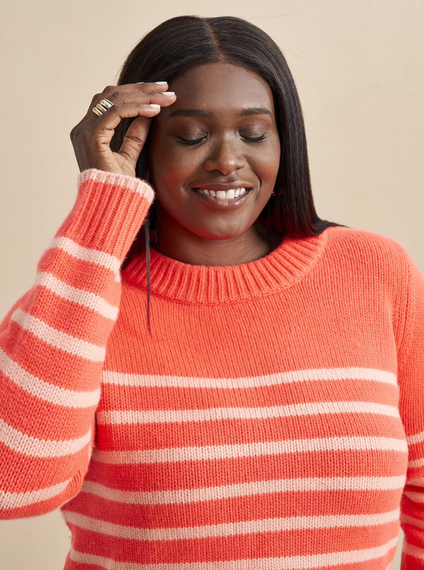 Mini Marin Sweater | Hot Coral x Pink
