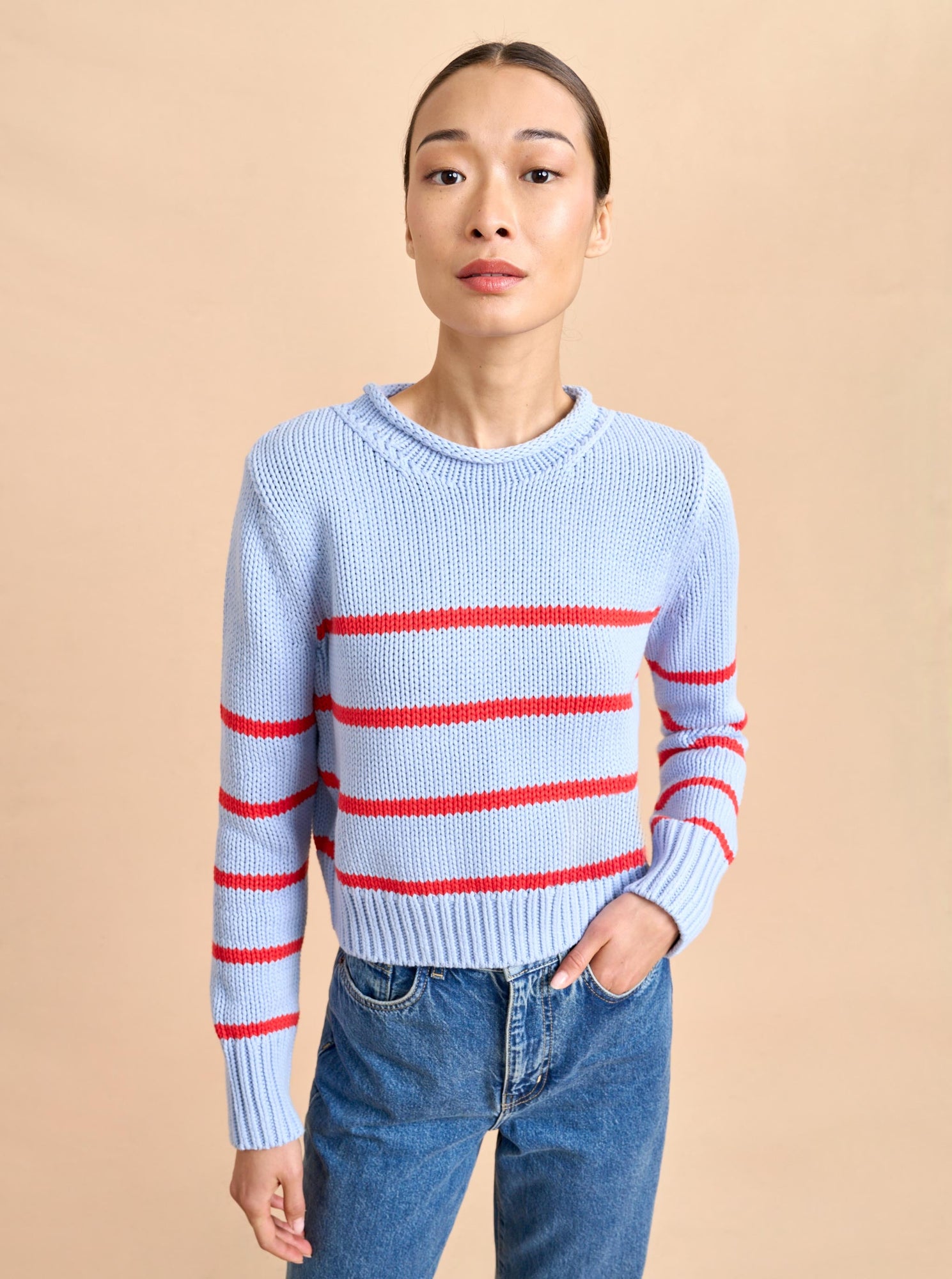 Mini Marina Sweater | Cornflower x Bright Red