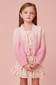 Girls | Mini Dip-Dyed Ombre Avignon Cardigan | Strawberry Sunset