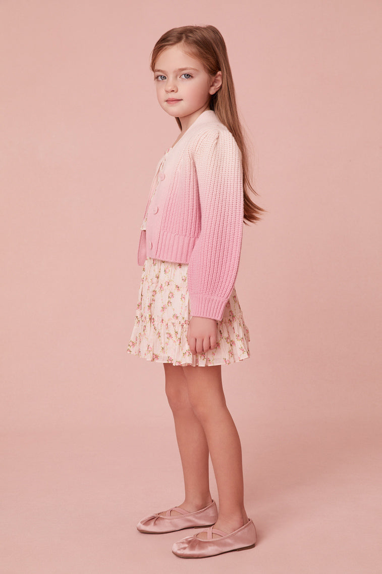 Girls | Mini Dip-Dyed Ombre Avignon Cardigan | Strawberry Sunset