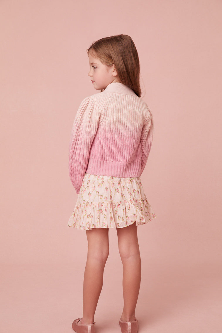 Girls | Mini Dip-Dyed Ombre Avignon Cardigan | Strawberry Sunset