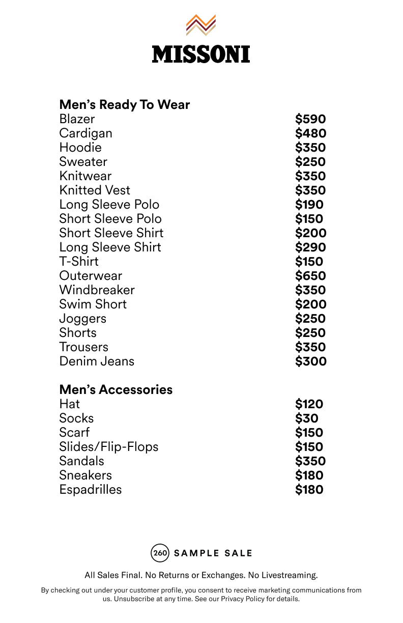 Price table