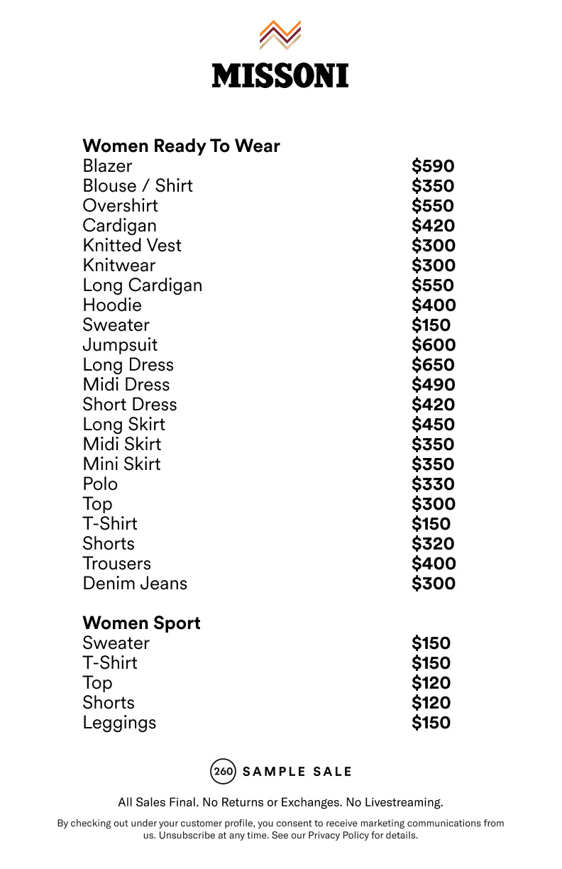Price table