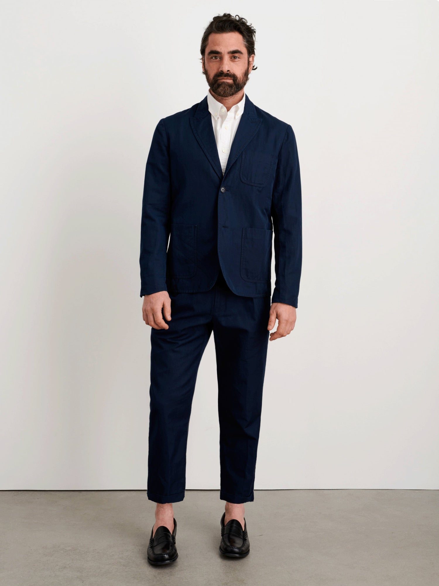 Men | Mercer Blazer | Cotton Linen Dark Navy