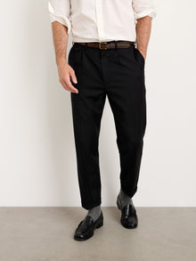 Men | Standard Pleated Pant | Italian Wool Gabardine Midnight