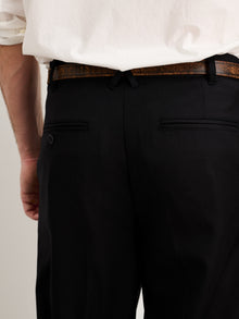Men | Standard Pleated Pant | Italian Wool Gabardine Midnight