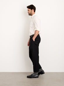 Men | Standard Pleated Pant | Italian Wool Gabardine Midnight
