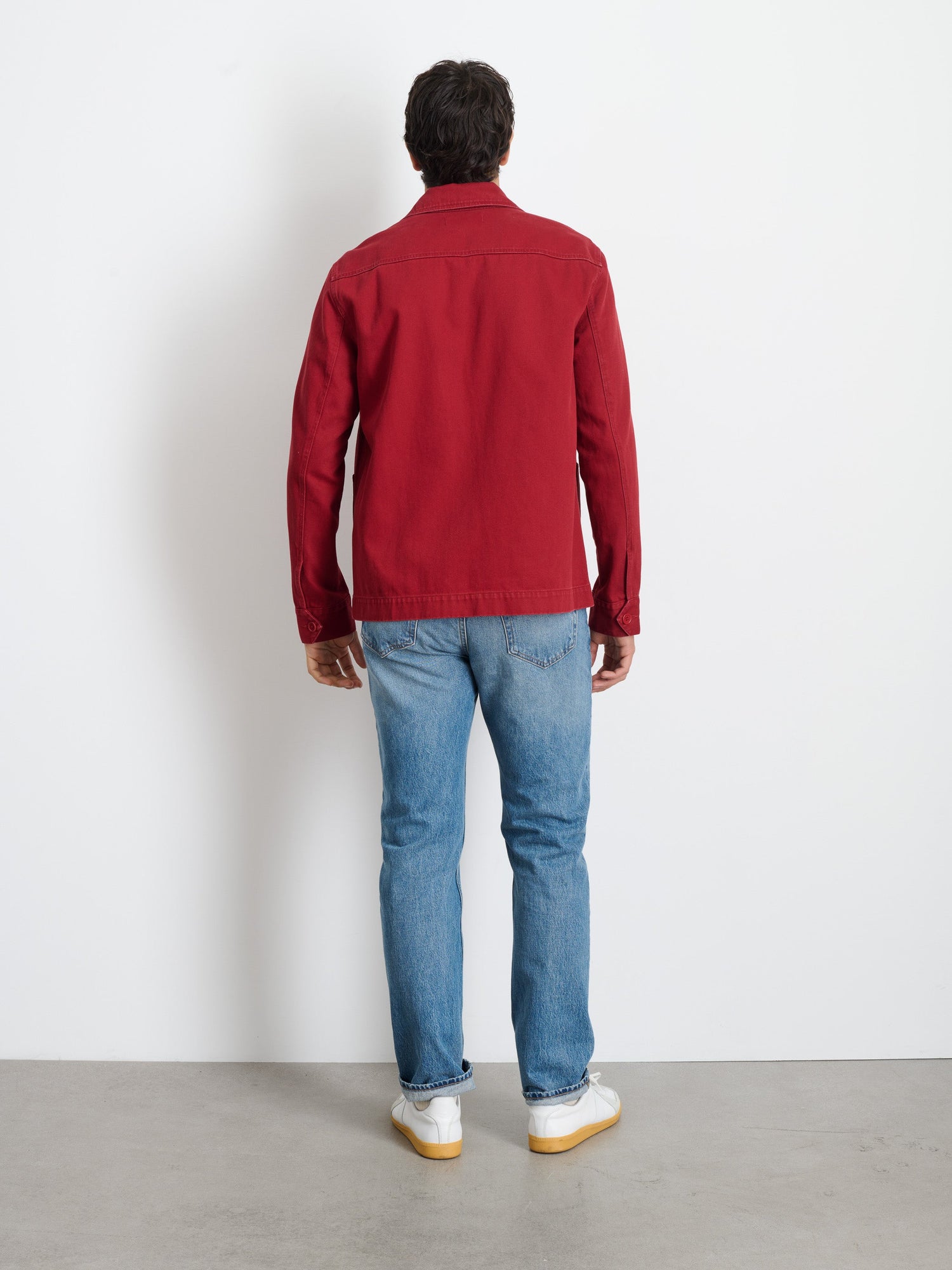 Unisex | Garment Dyed Work Jacket | Recycled Denim Dark Crimson