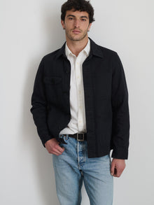 Men | Garment Dyed Work Jacket | Recycled Denim Washed Black