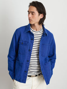 Men | Work Jacket | Linen Canvas Electric Blue