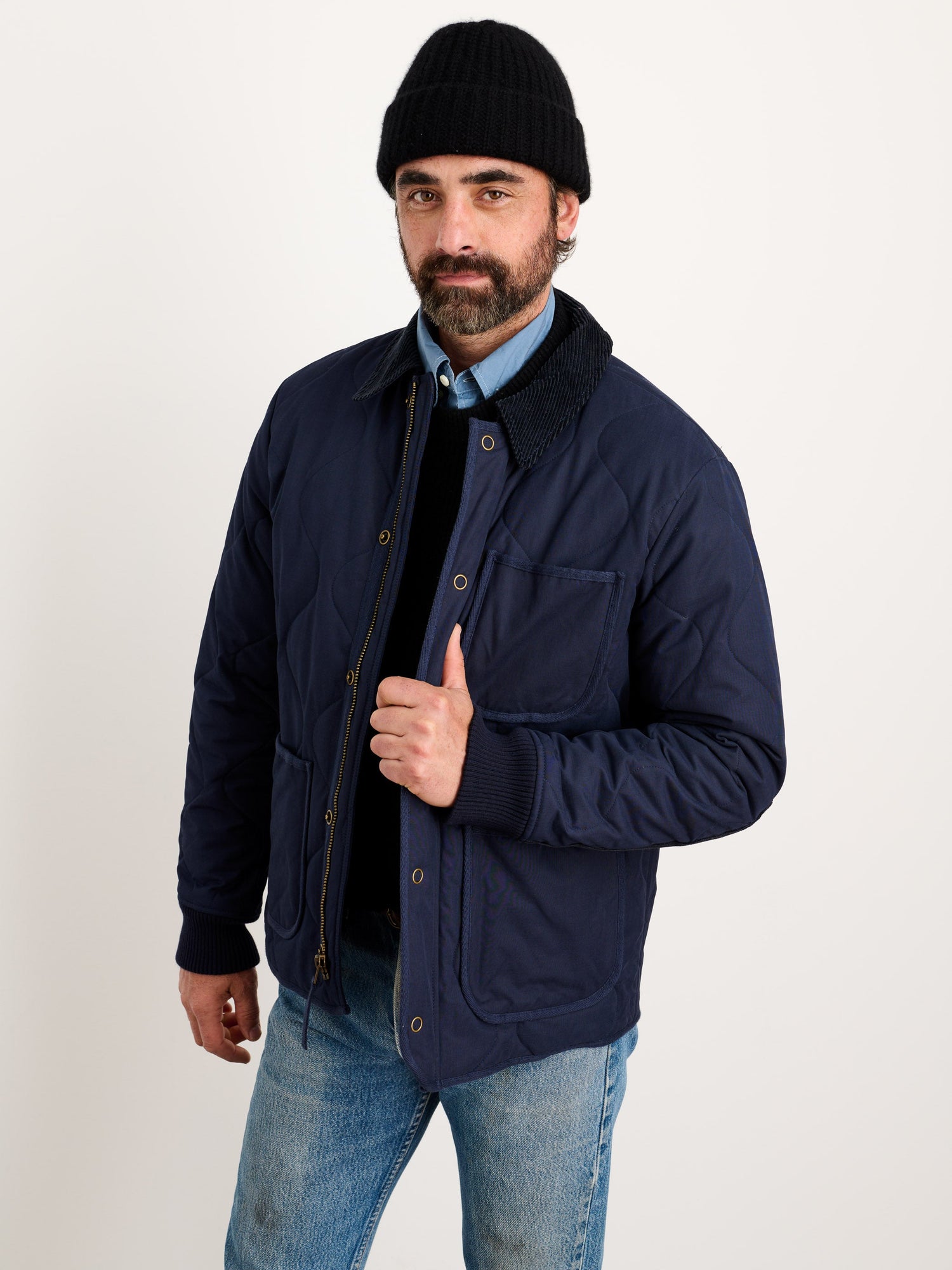Men | Philip Jacket | Quilted Cotton Nylon Dark Navy