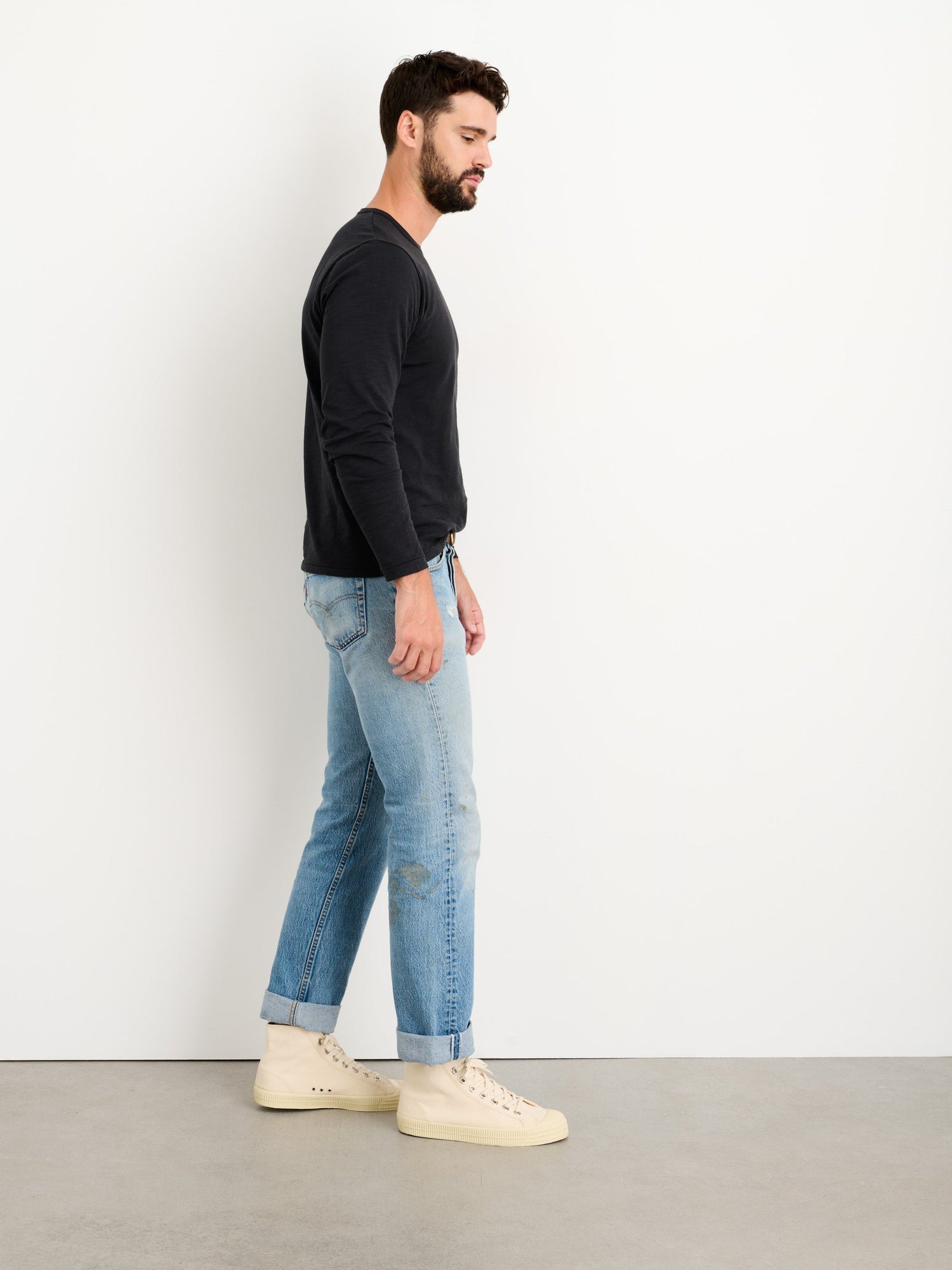 Men | Standard Long Sleeve T-Shirt | Slub Cotton Black