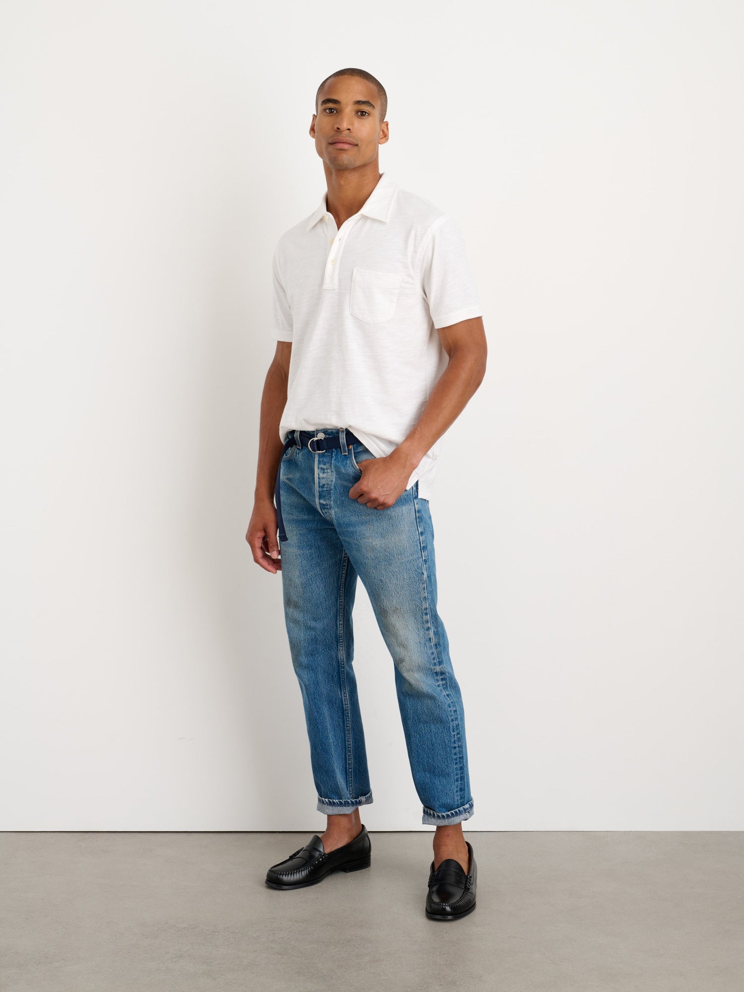 Men | The Standard Polo | Slub Cotton White