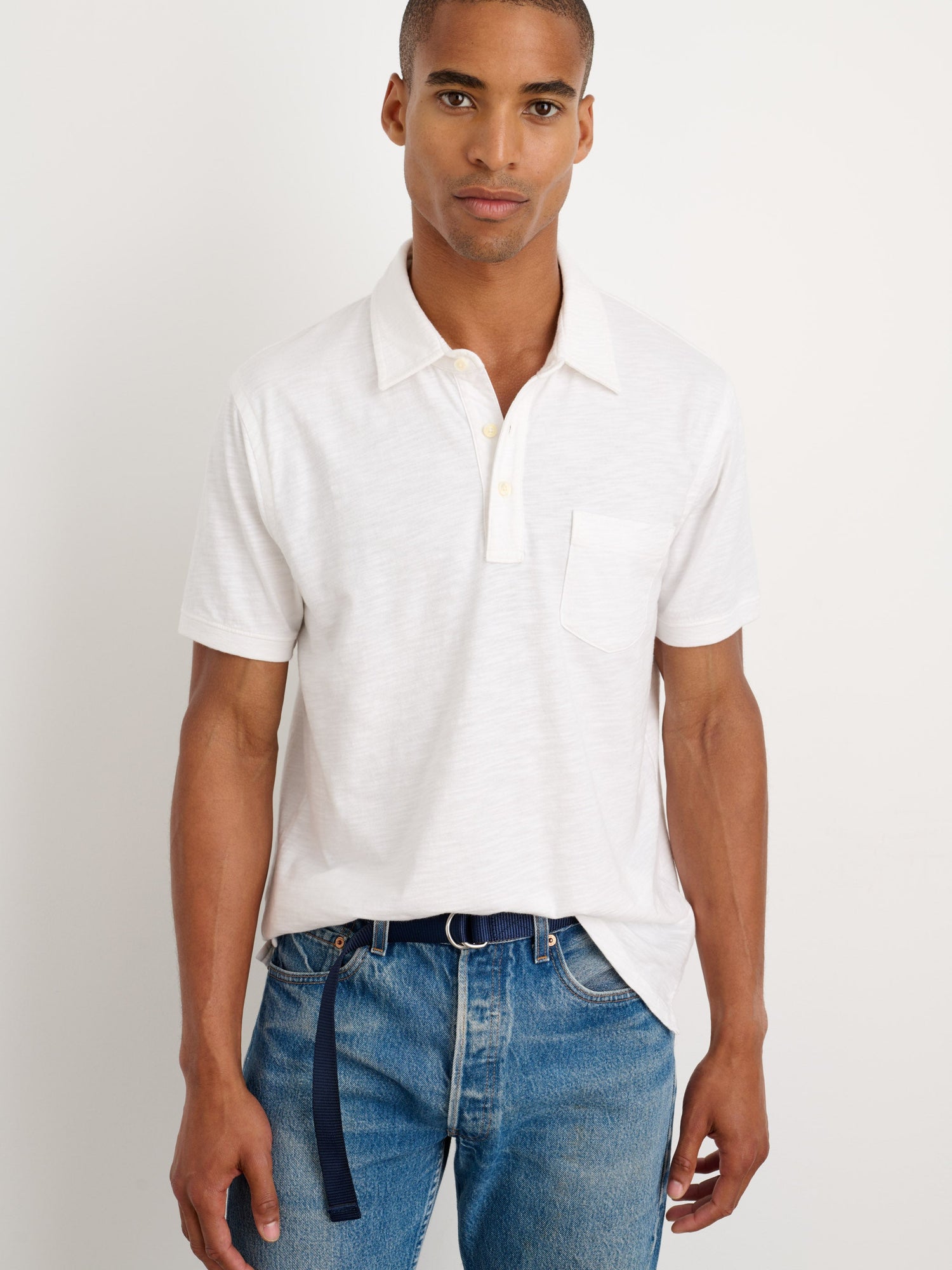 Men | The Standard Polo | Slub Cotton White