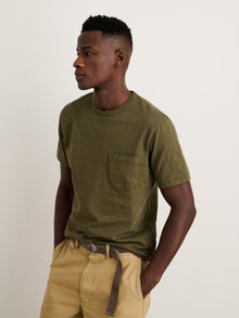Men | Standard Pocket Tee | Slub Cotton Faded Deep Olive