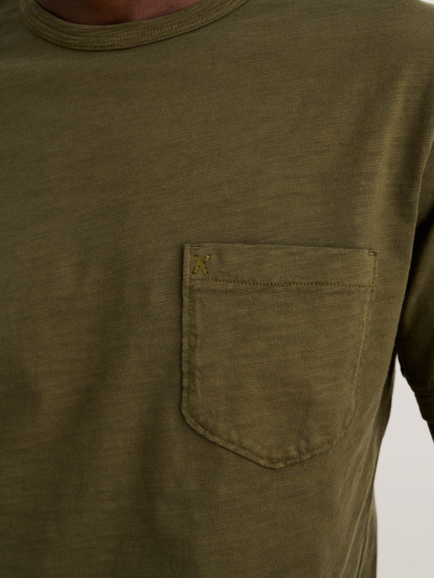 Men | Standard Pocket Tee | Slub Cotton Faded Deep Olive