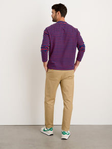 Men | Long Sleeve Striped Tee | French Blue x Berry Red