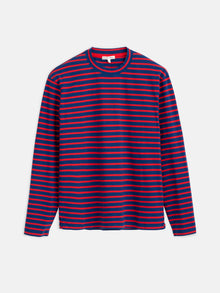 Men | Long Sleeve Striped Tee | French Blue x Berry Red