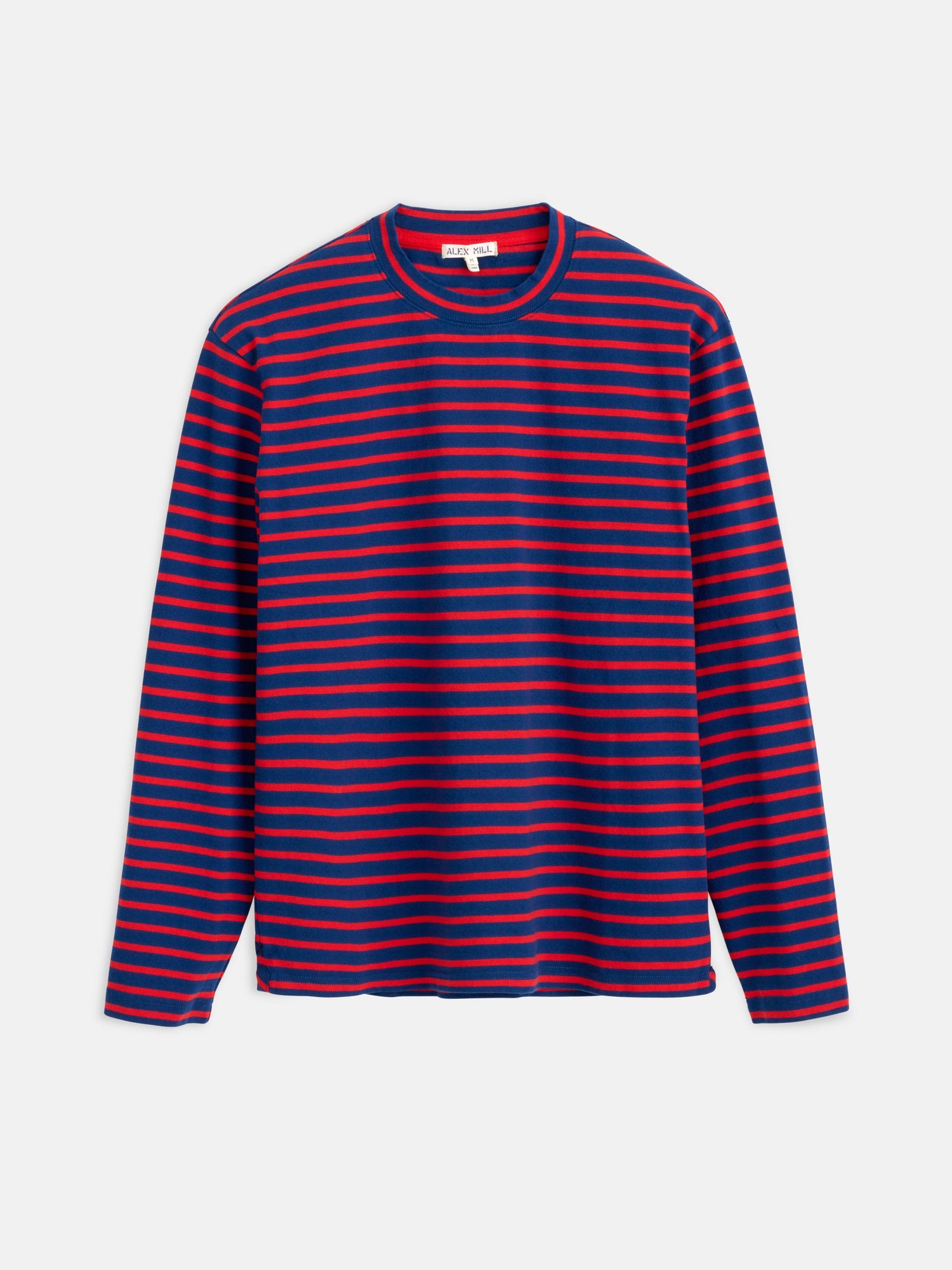 Men | Long Sleeve Striped Tee | French Blue x Berry Red