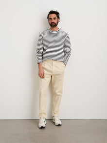 Men | Long Inseam Standard Pleated Pant | Chino Oatmilk