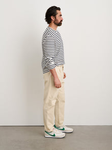 Men | Long Inseam Standard Pleated Pant | Chino Oatmilk