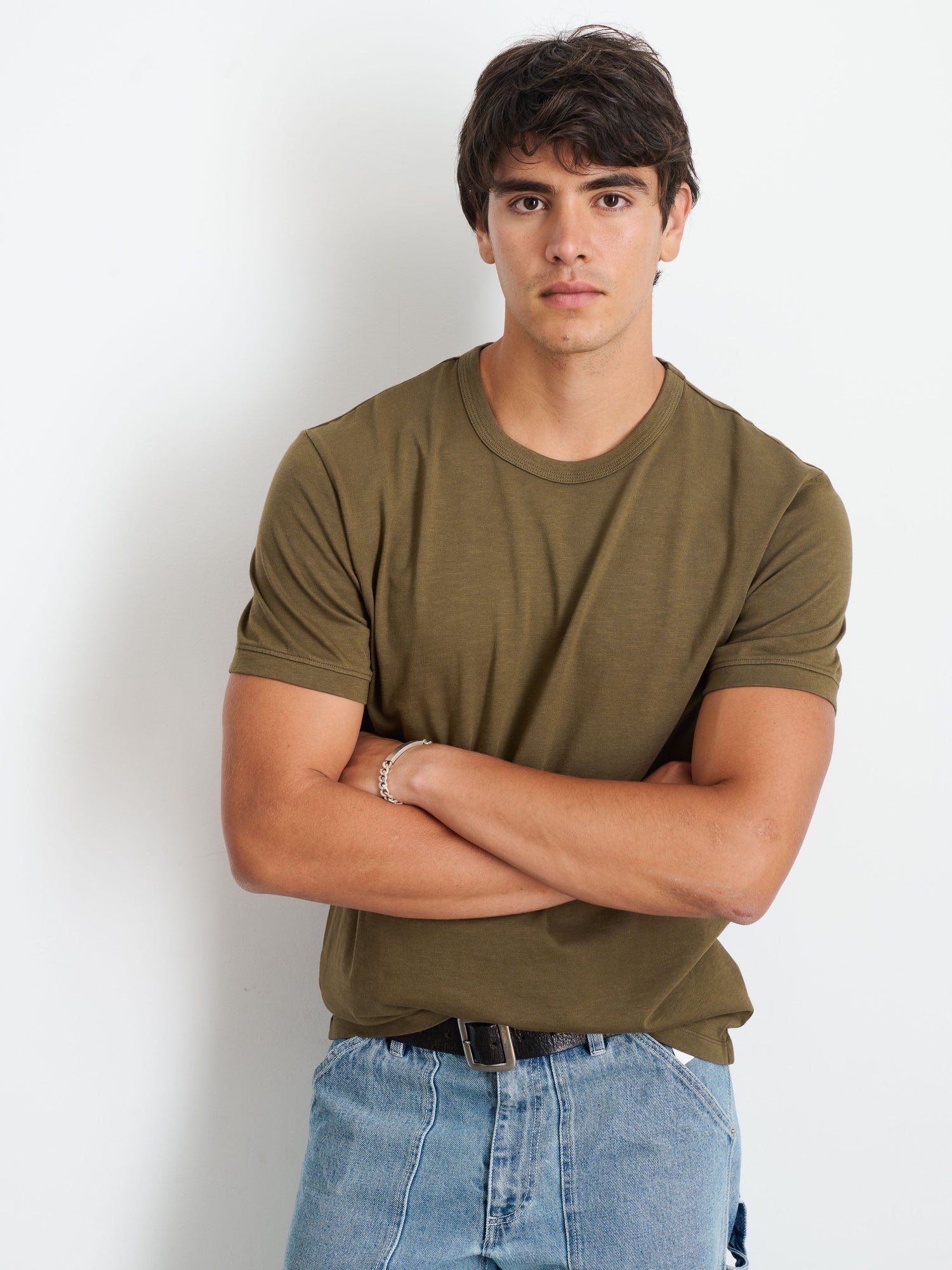 Men | Standard T-Shirt | Slub Cotton Faded Deep Olive (V1)