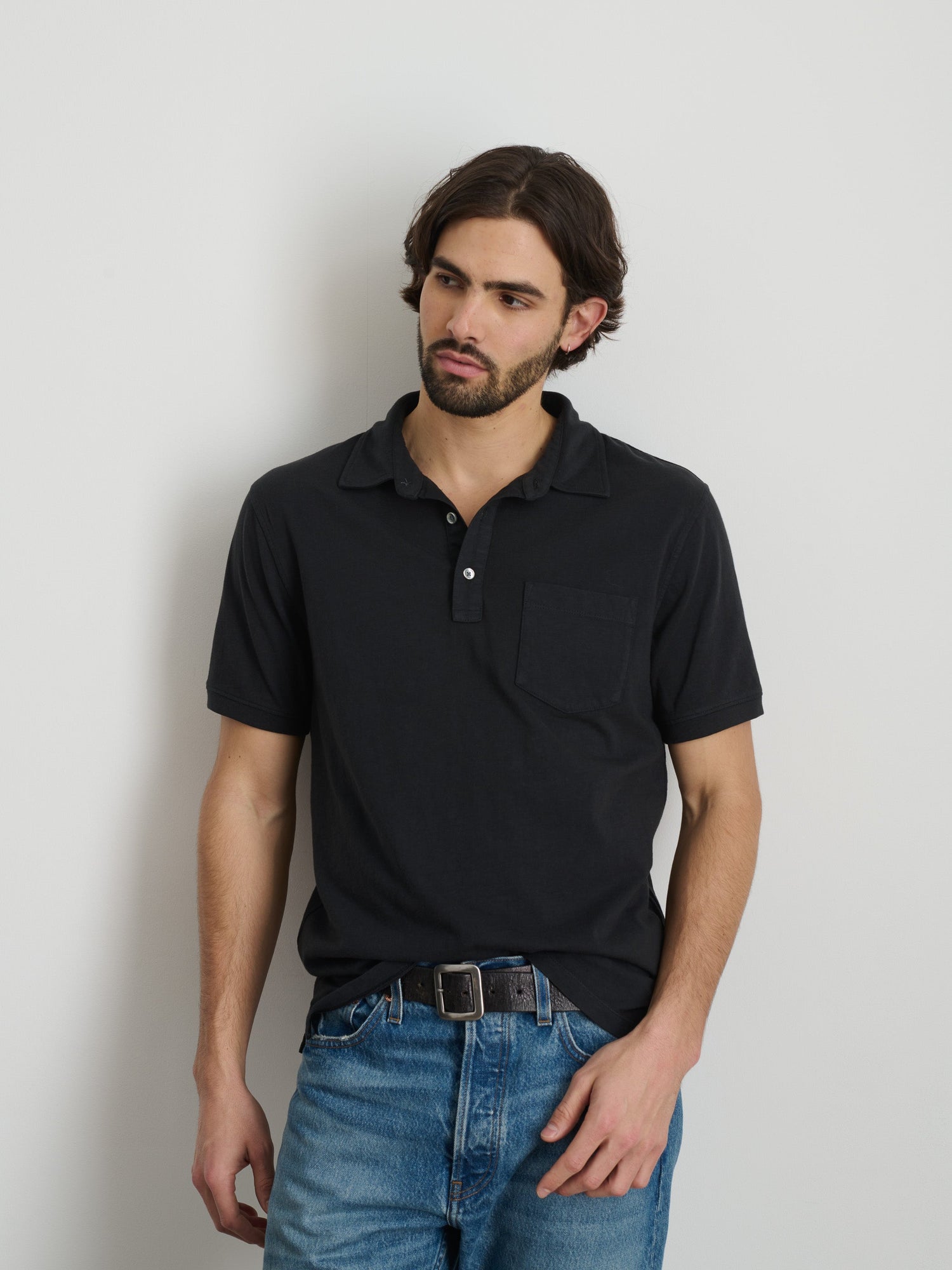 Men | The Standard Polo | Slub Cotton Black
