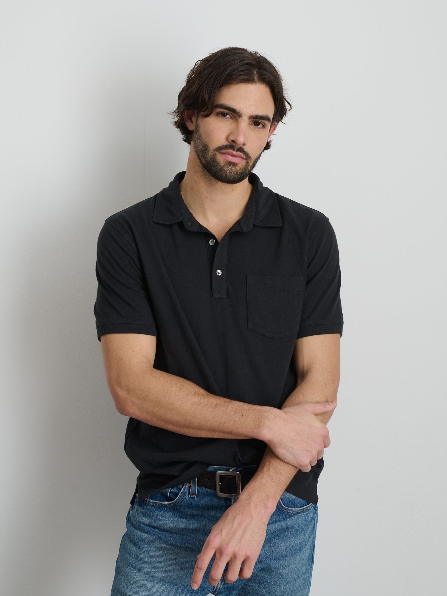Men | The Standard Polo | Slub Cotton Black