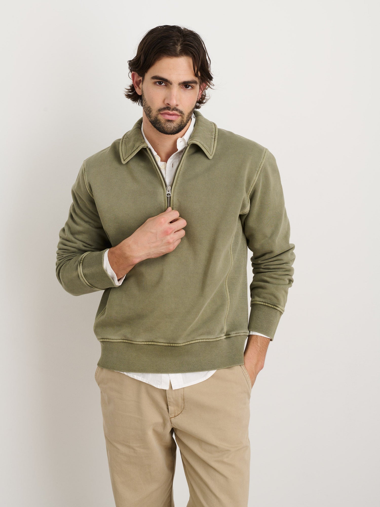 Men | Som Half Zip Sweatshirt | Fleece Olive