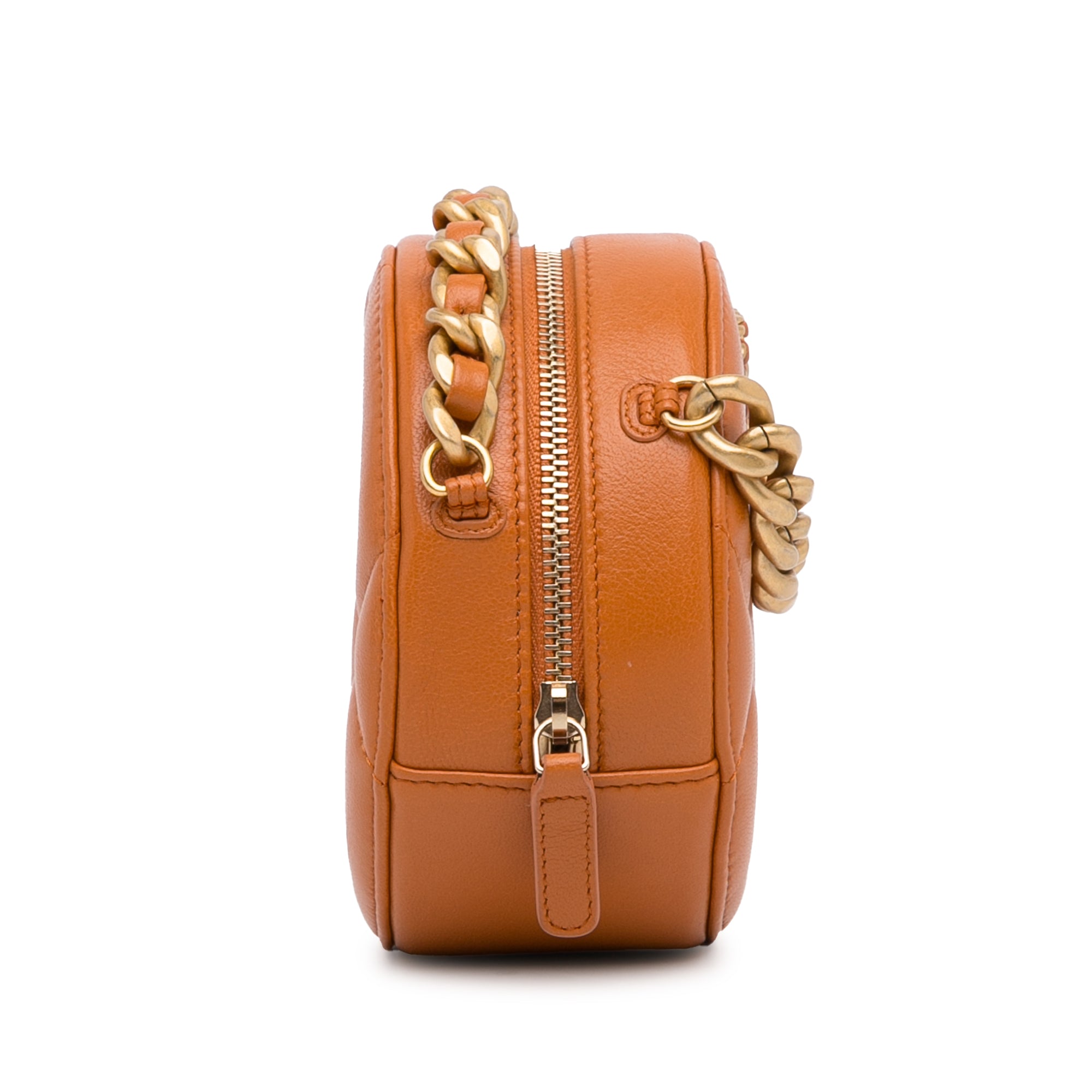 Chanel | Pre-Owned Lambskin 19 Round Clutch with Chain | Brown