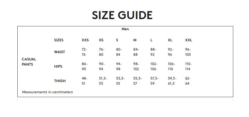 Product size guide