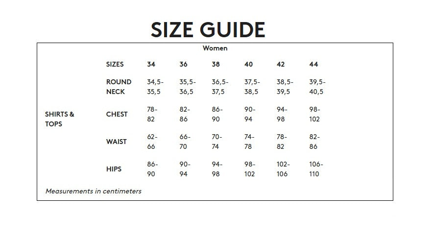 Product size guide