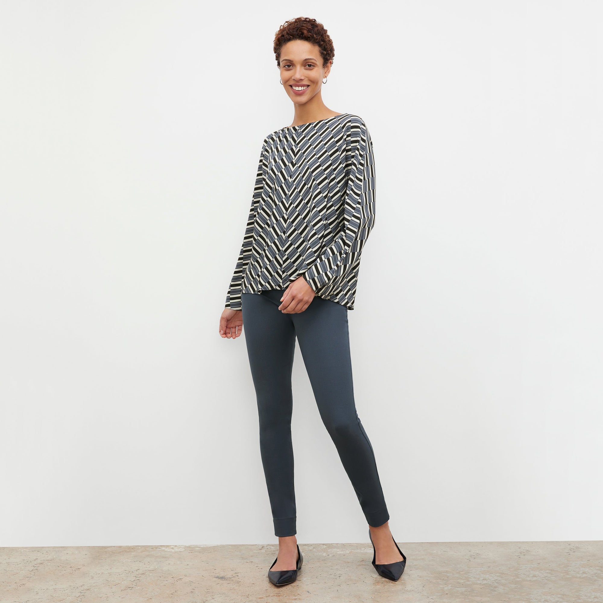 Front image of a woman wearing the Sammataro Jean - Better Than Denim in Dusty Indigo