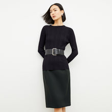 Image of a woman wearing the Chantal Skirt - Light Scuba in Forest