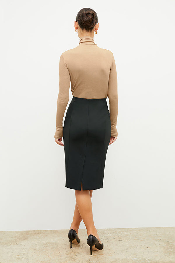 Image of a woman wearing the Chantal Skirt - Light Scuba in Forest | Exclude