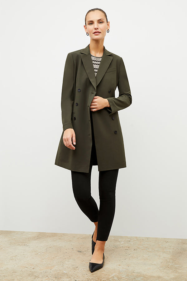 Front image of a woman wearing the gwynne dress in olive | Exclude