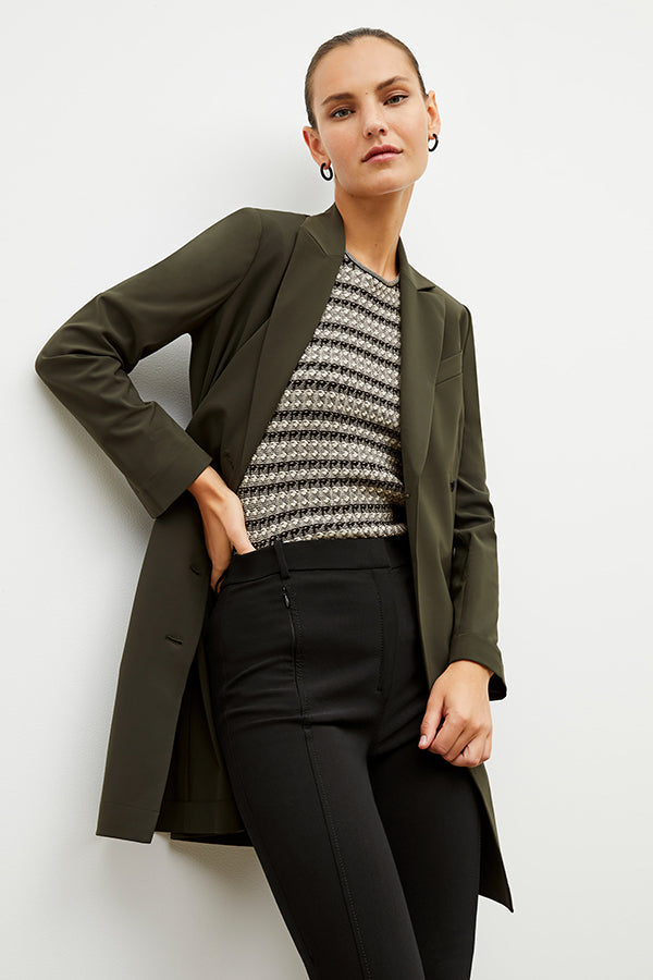Front image of a woman wearing the gwynne dress in olive | Exclude | Grid Hover