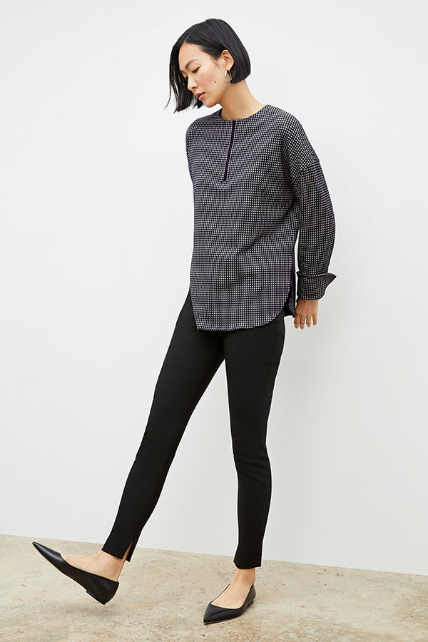 Front image of a woman wearing the tully top in black and white | Exclude