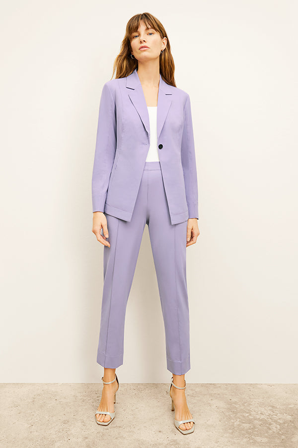 front image of a woman wearing the colby pants in light orchid | Exclude