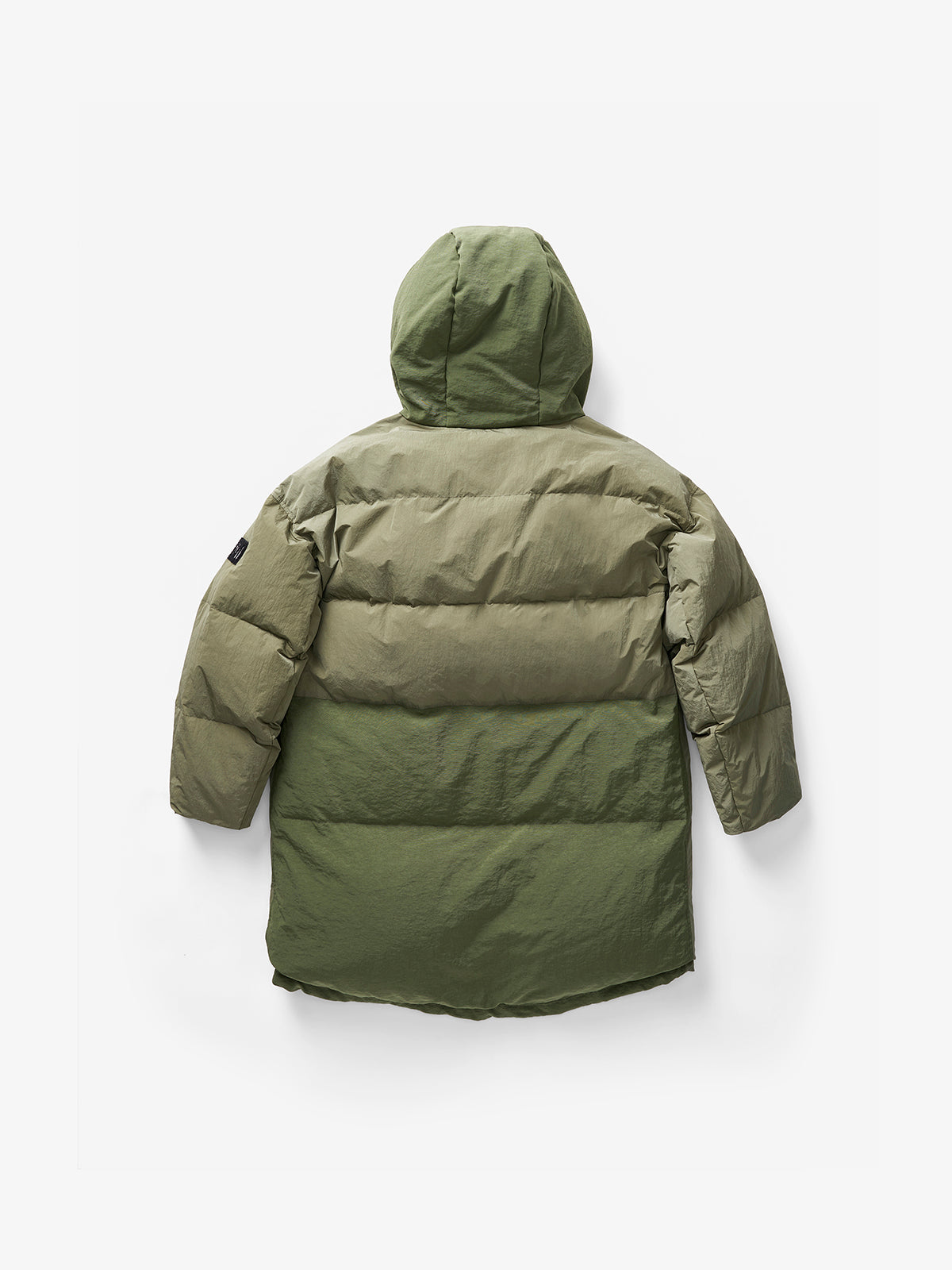 Man LONG DOWN PUFFER - Stone Green - flat lay - back