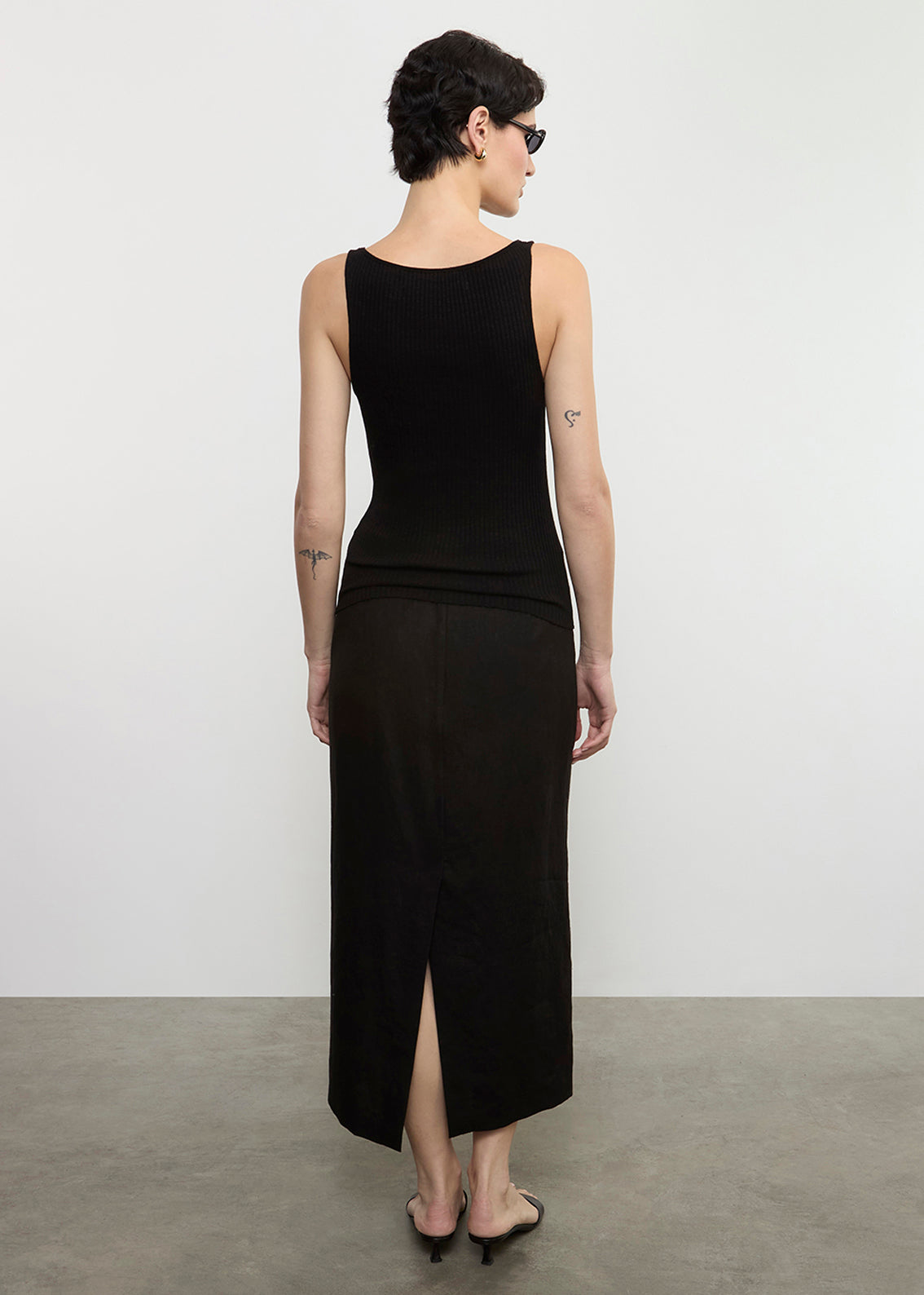 Linen Pencil Skirt | Black