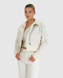 Women | Mad Love Cropped Bomber Jacket | Cream