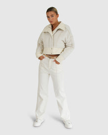 Women | Mad Love Cropped Bomber Jacket | Cream