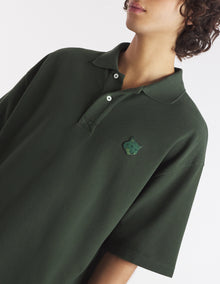 Mens | Bold Fox Head Patch Oversize Polo | Ranger Green
