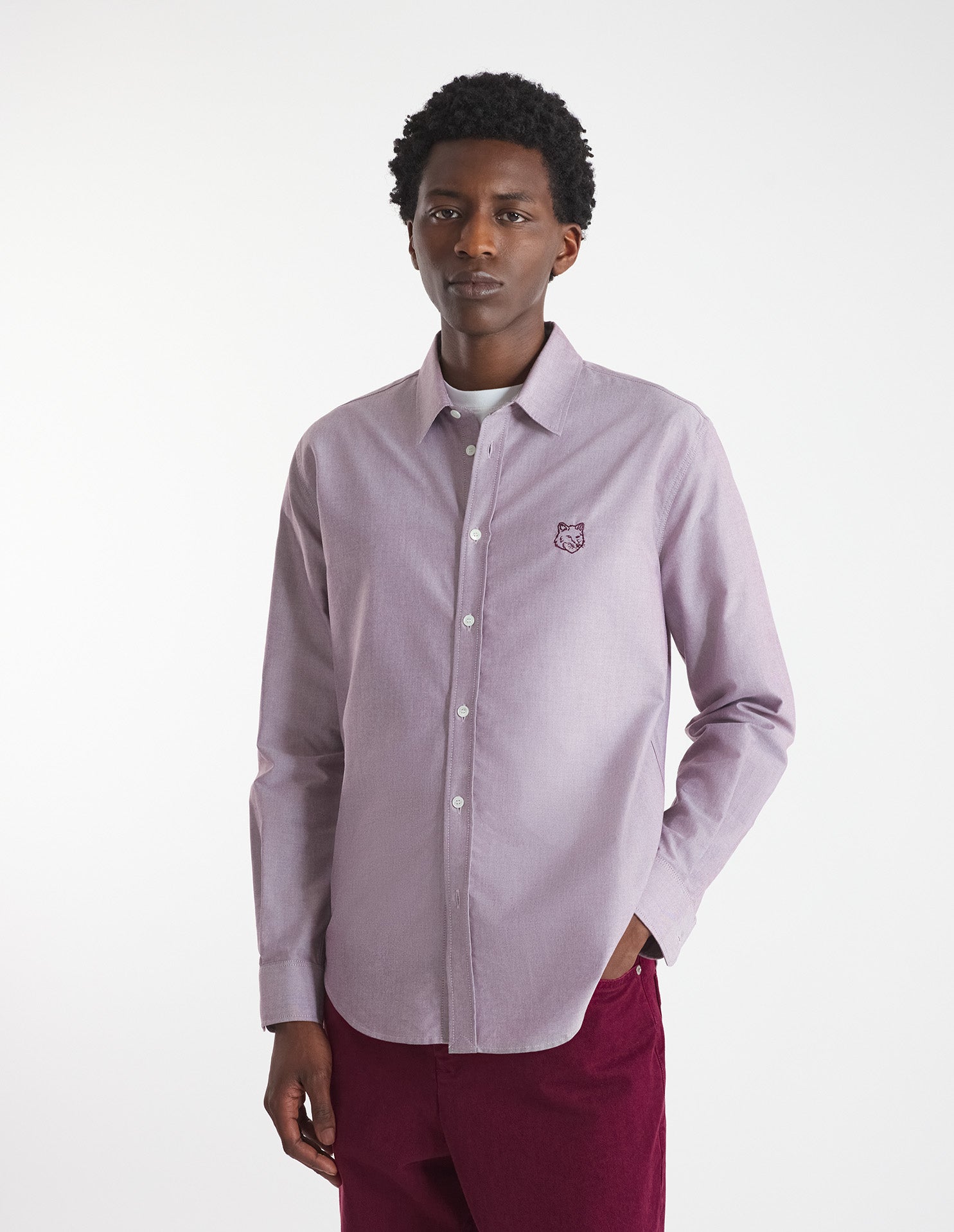 Mens | Contour Fox Head Oxford Cotton Skate Shirt | Redstar