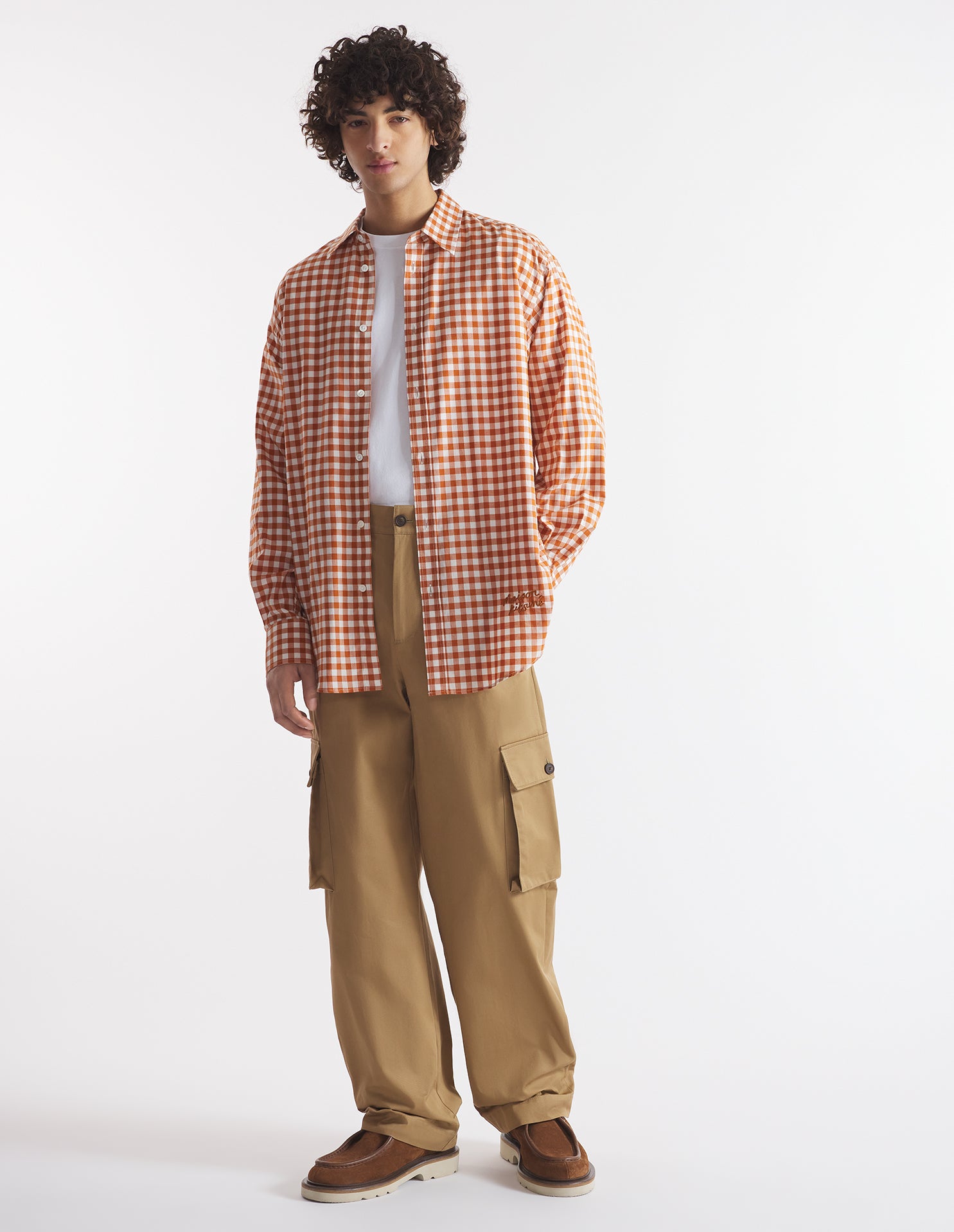 Mens | Flannel Gingham Skate Shirt | Spice/White