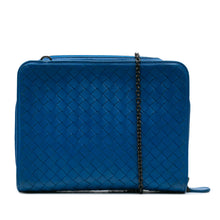 Bottega Veneta | Pre-Owned Nappa Intrecciato Zip Around Wallet On Chain | Blue