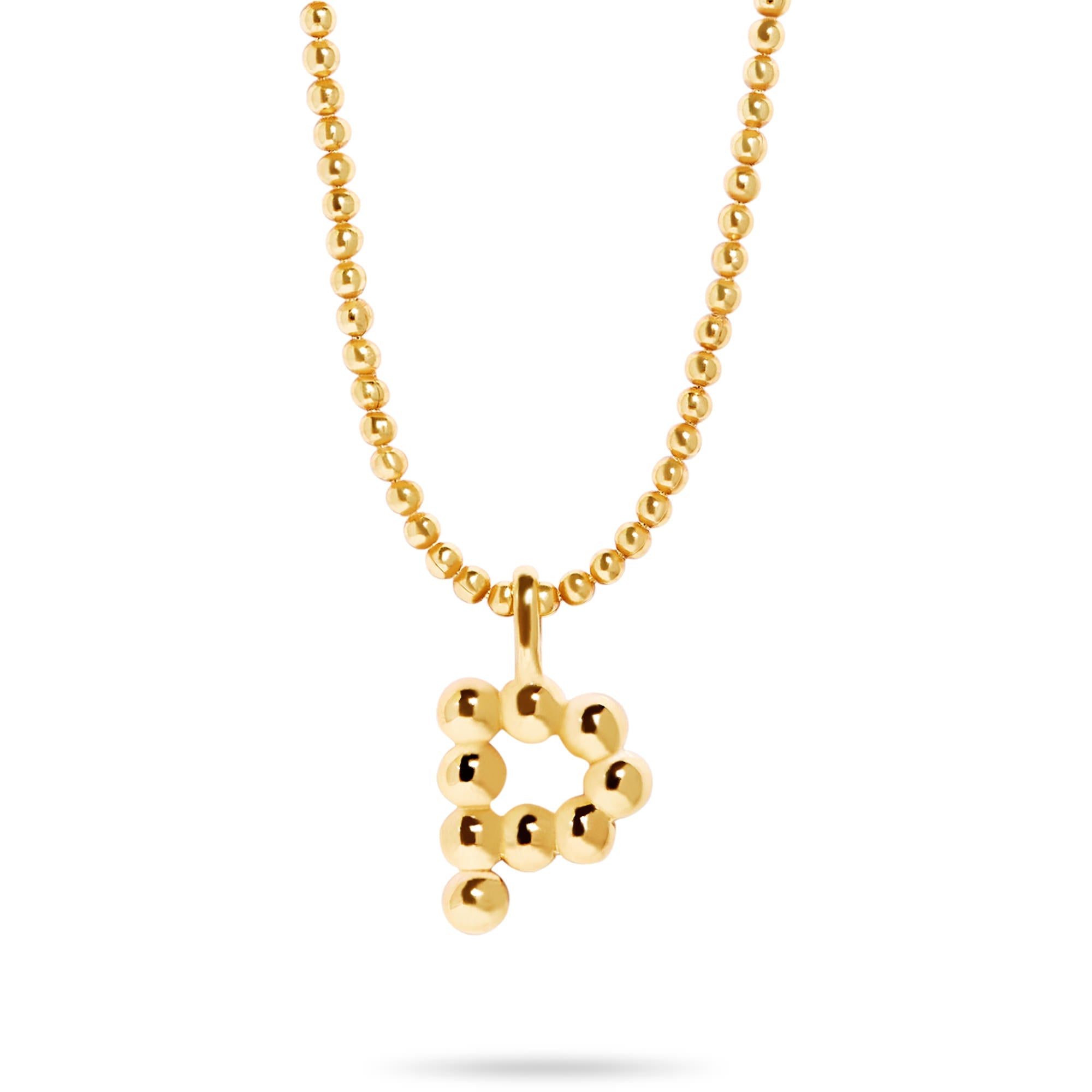 Stone and Strand Gold Vermeil Mochi Donut Initial Necklace Close Up P Image