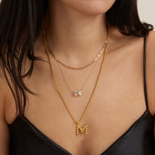 Image of Gold Vermeil Mochi Donut Initial Necklace with Stone and Strand Necklaces